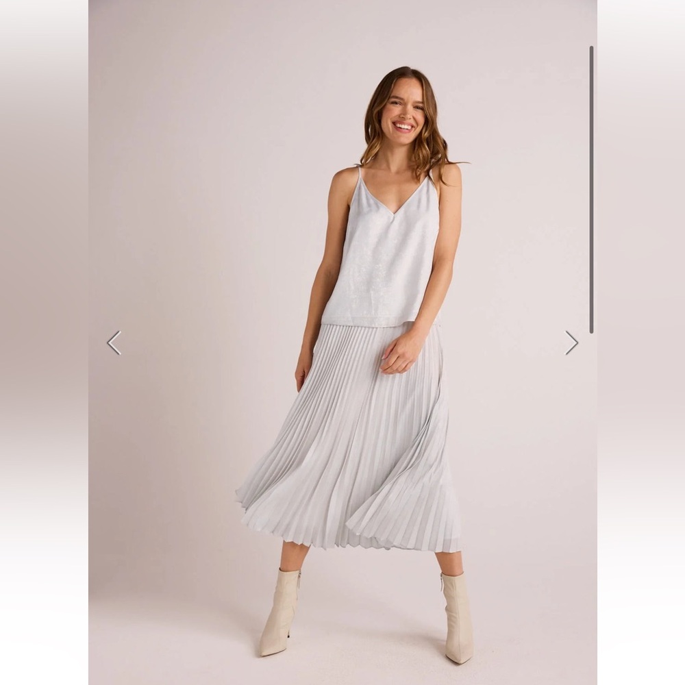 New Bella Dahl Pleated Opal Skirt - Large - Metallic